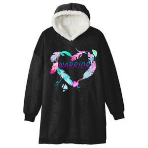 Suicide Prevention Warrior Feather Heart Support Hooded Wearable Blanket