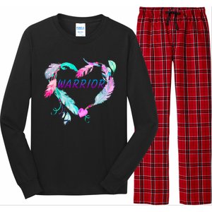 Suicide Prevention Warrior Feather Heart Support Long Sleeve Pajama Set