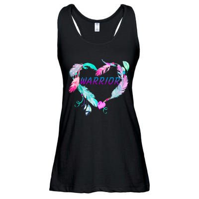 Suicide Prevention Warrior Feather Heart Support Ladies Essential Flowy Tank