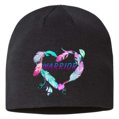 Suicide Prevention Warrior Feather Heart Support Sustainable Beanie