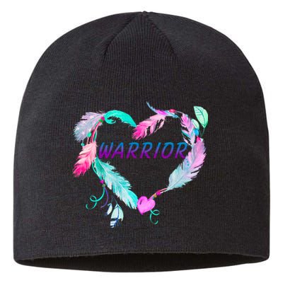 Suicide Prevention Warrior Feather Heart Support Sustainable Beanie