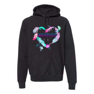 Suicide Prevention Warrior Feather Heart Support Premium Hoodie