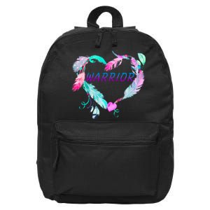 Suicide Prevention Warrior Feather Heart Support 16 in Basic Backpack