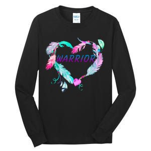 Suicide Prevention Warrior Feather Heart Support Tall Long Sleeve T-Shirt