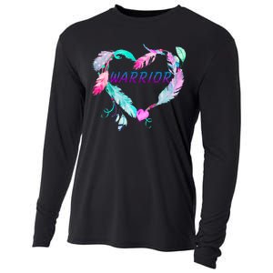 Suicide Prevention Warrior Feather Heart Support Cooling Performance Long Sleeve Crew