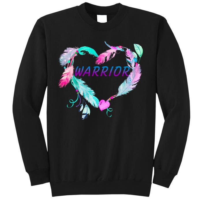 Suicide Prevention Warrior Feather Heart Support Tall Sweatshirt