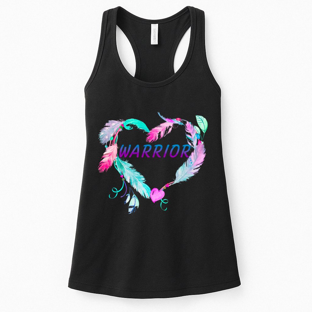 Suicide Prevention Warrior Feather Heart Support Womens Tank Top