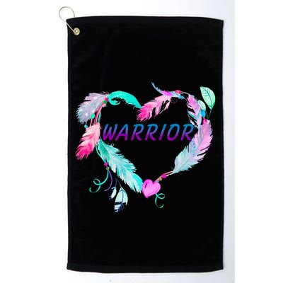 Suicide Prevention Warrior Feather Heart Support Golf Towel