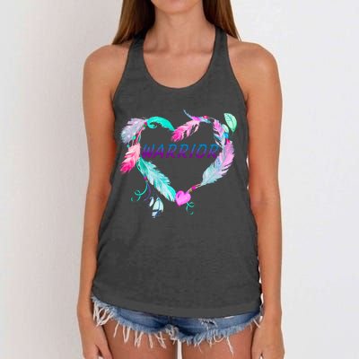 Suicide Prevention Warrior Feather Heart Support Women's Knotted Racerback Tank