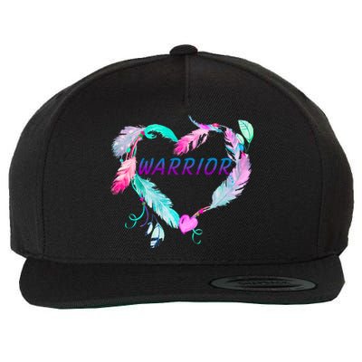 Suicide Prevention Warrior Feather Heart Support Wool Snapback Cap