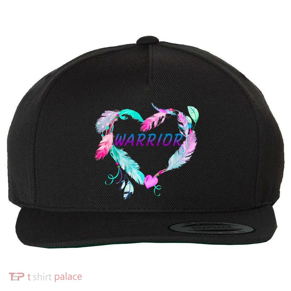 Suicide Prevention Warrior Feather Heart Support Wool Snapback Cap