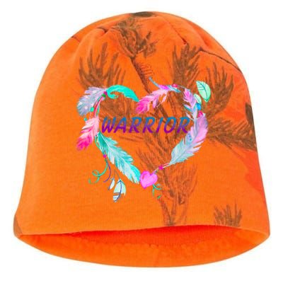 Suicide Prevention Warrior Feather Heart Support Kati - Camo Knit Beanie