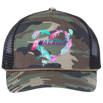 Suicide Prevention Warrior Feather Heart Support Retro Rope Trucker Hat Cap