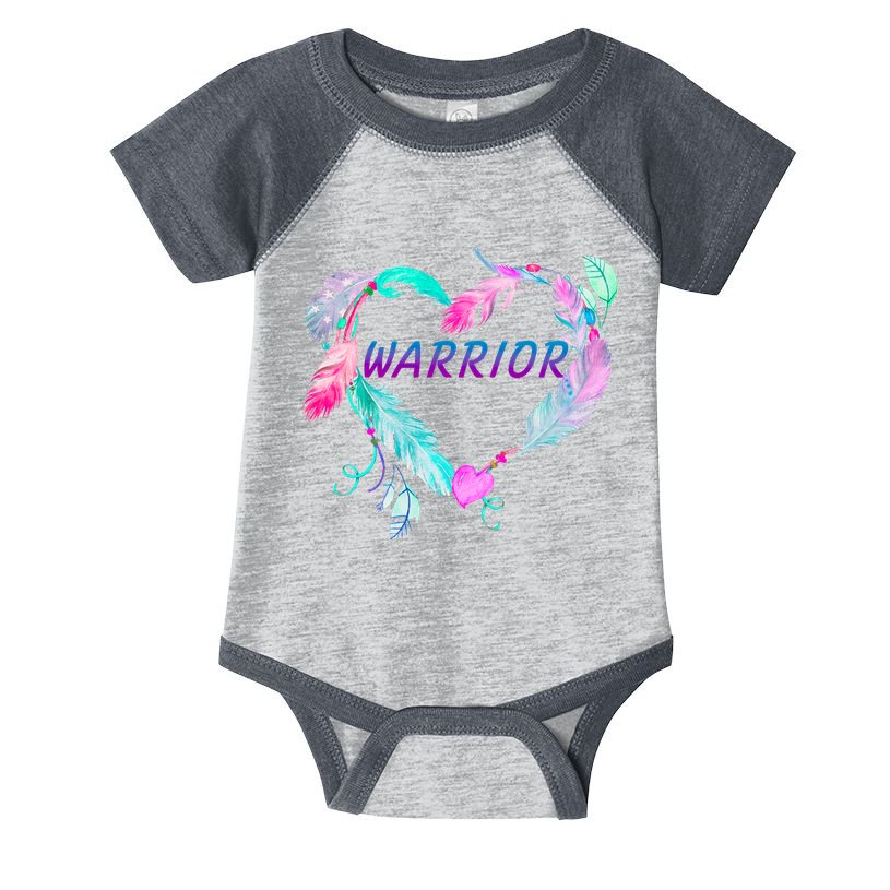 Suicide Prevention Warrior Feather Heart Support Infant Baby Jersey Bodysuit