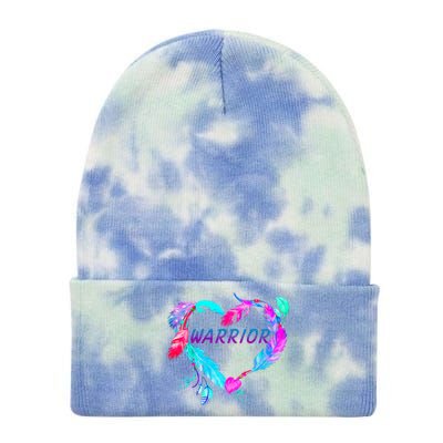 Suicide Prevention Warrior Feather Heart Support Tie Dye 12in Knit Beanie