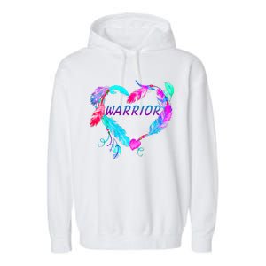 Suicide Prevention Warrior Feather Heart Support Garment-Dyed Fleece Hoodie