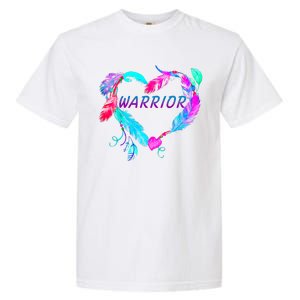 Suicide Prevention Warrior Feather Heart Support Garment-Dyed Heavyweight T-Shirt