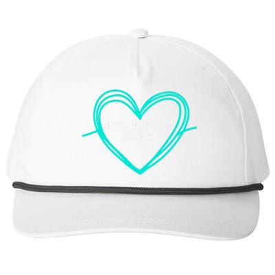 Suicide Prevention Warrior Teal Ribbon Heart Snapback Five-Panel Rope Hat