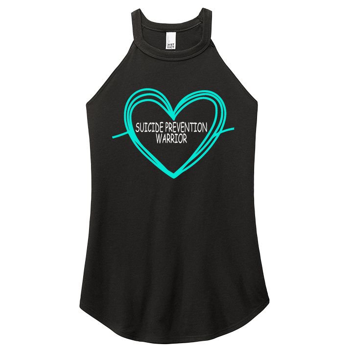 Suicide Prevention Warrior Teal Ribbon Heart Women's Perfect Tri Rocker Tank