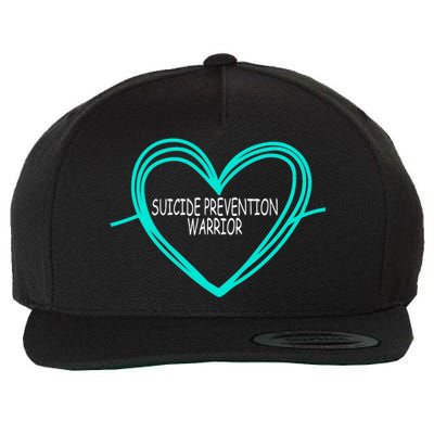 Suicide Prevention Warrior Teal Ribbon Heart Wool Snapback Cap