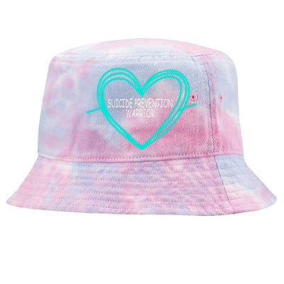 Suicide Prevention Warrior Teal Ribbon Heart Tie-Dyed Bucket Hat