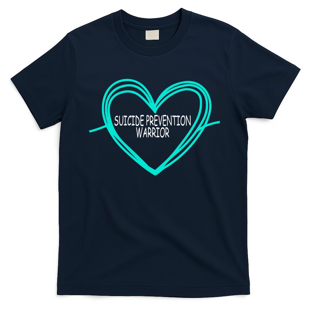 Suicide Prevention Warrior Teal Ribbon Heart T-Shirt