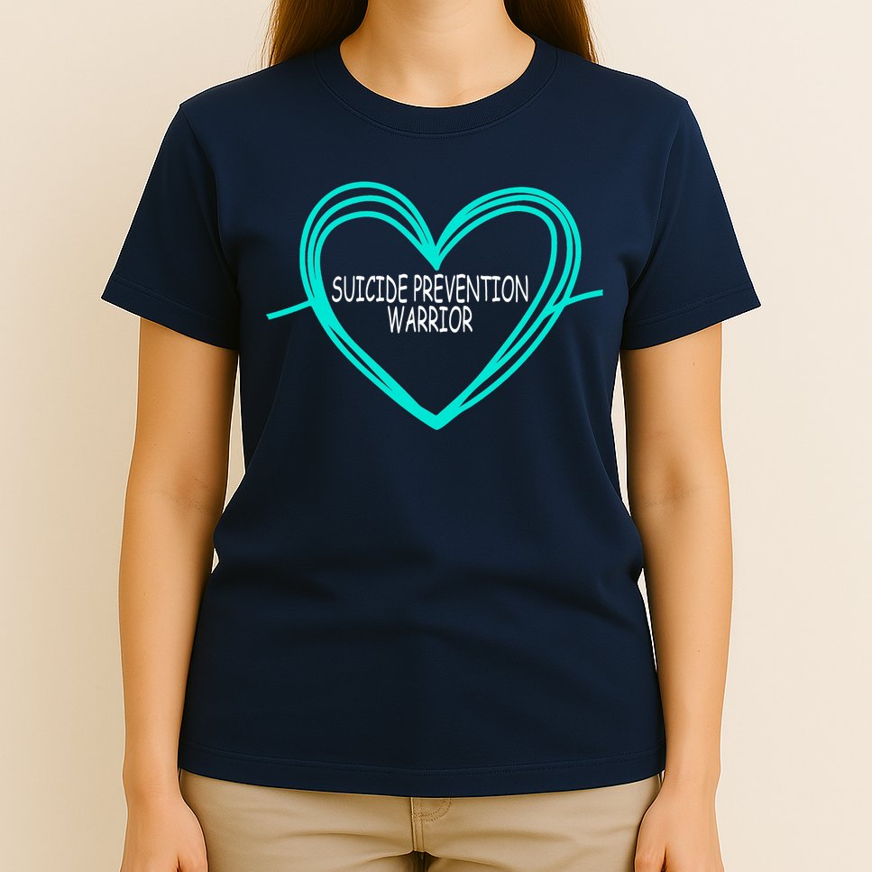 Suicide Prevention Warrior Teal Ribbon Heart T-Shirt