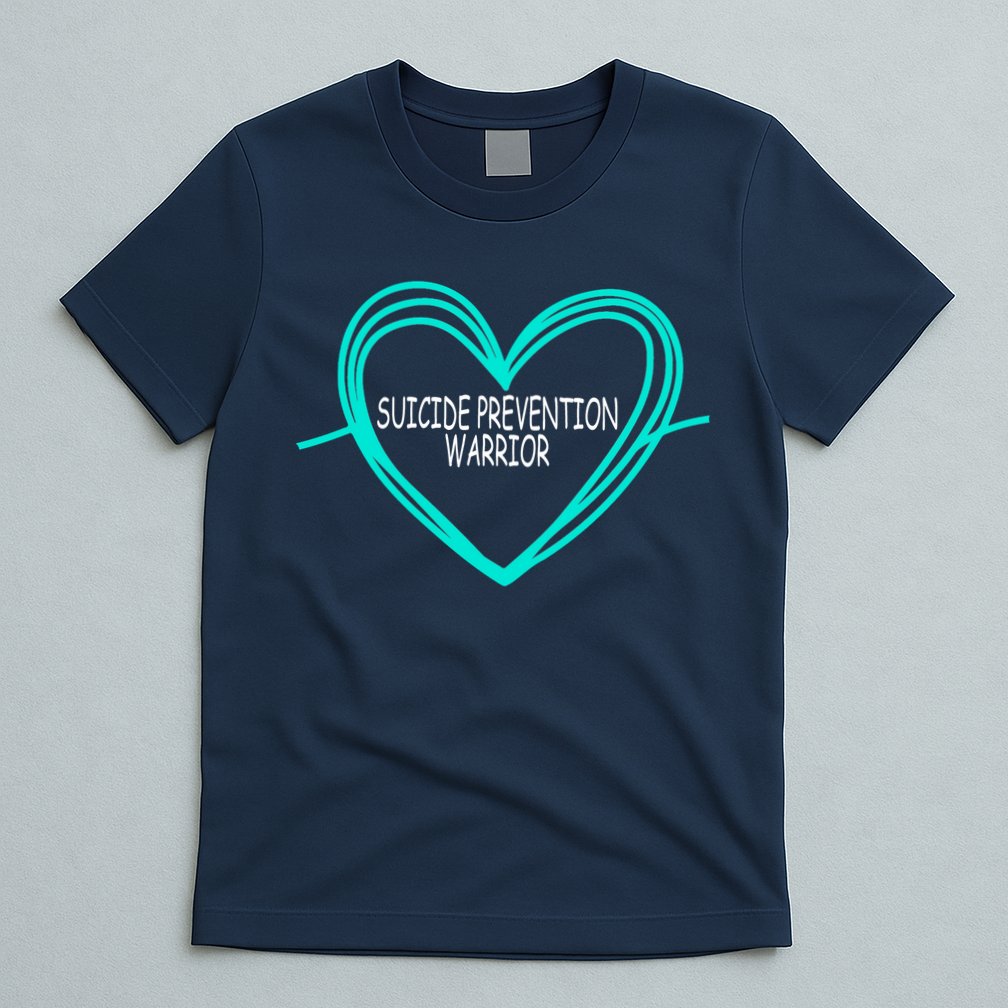 Suicide Prevention Warrior Teal Ribbon Heart T-Shirt