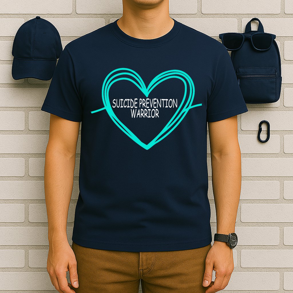 Suicide Prevention Warrior Teal Ribbon Heart T-Shirt