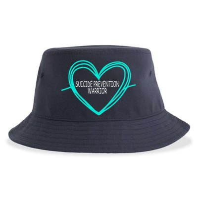 Suicide Prevention Warrior Teal Ribbon Heart Sustainable Bucket Hat