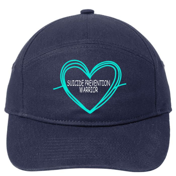 Suicide Prevention Warrior Teal Ribbon Heart 7-Panel Snapback Hat