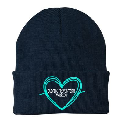 Suicide Prevention Warrior Teal Ribbon Heart Beanie
