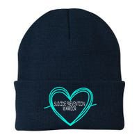 Suicide Prevention Warrior Teal Ribbon Heart Knit Cap Winter Beanie