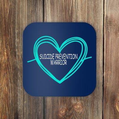 Suicide Prevention Warrior Teal Ribbon Heart Coaster