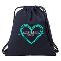 Suicide Prevention Warrior Teal Ribbon Heart Drawstring Bag