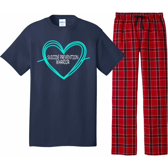 Suicide Prevention Warrior Teal Ribbon Heart Pajama Set