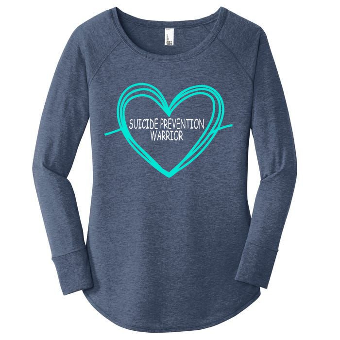 Suicide Prevention Warrior Teal Ribbon Heart Women's Perfect Tri Tunic Long Sleeve Shirt