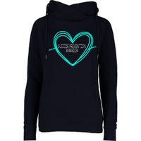 Suicide Prevention Warrior Teal Ribbon Heart Womens Funnel Neck Pullover Hood