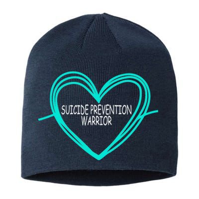 Suicide Prevention Warrior Teal Ribbon Heart Sustainable Beanie