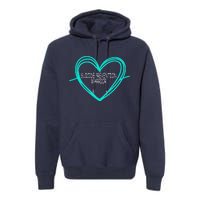 Suicide Prevention Warrior Teal Ribbon Heart Premium Hoodie