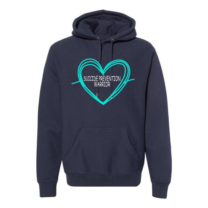 Suicide Prevention Warrior Teal Ribbon Heart Premium Hoodie