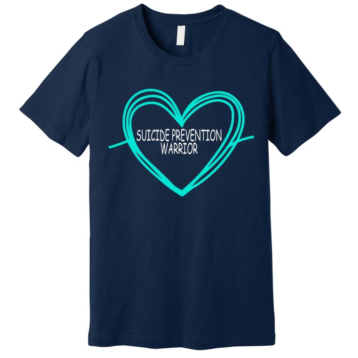 Suicide Prevention Warrior Teal Ribbon Heart Premium T-Shirt