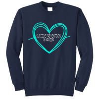 Suicide Prevention Warrior Teal Ribbon Heart Tall Sweatshirt