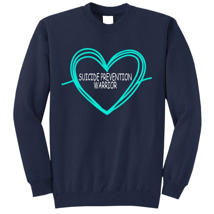 Suicide Prevention Warrior Teal Ribbon Heart Tall Sweatshirt