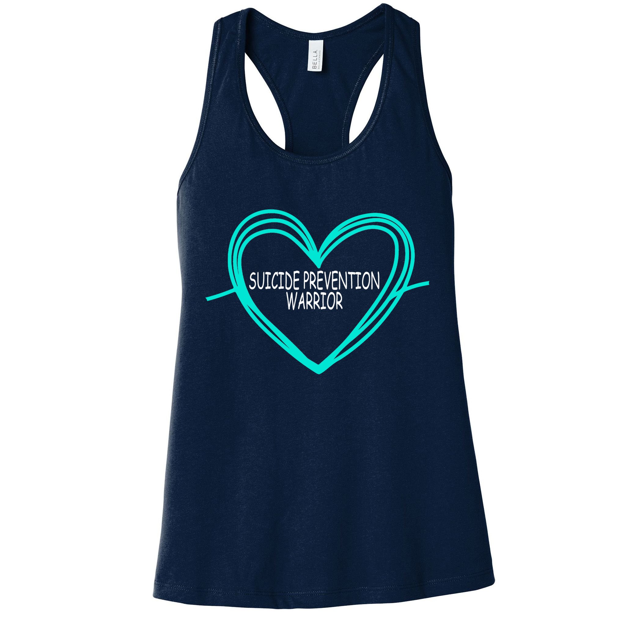 Suicide Prevention Warrior Teal Ribbon Heart Womens Tank Top