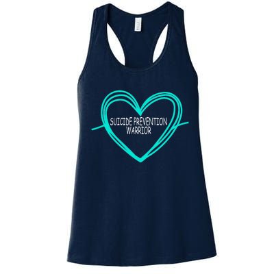 Suicide Prevention Warrior Teal Ribbon Heart Women's Racerback Tank