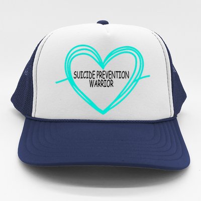 Suicide Prevention Warrior Teal Ribbon Heart Trucker Hat