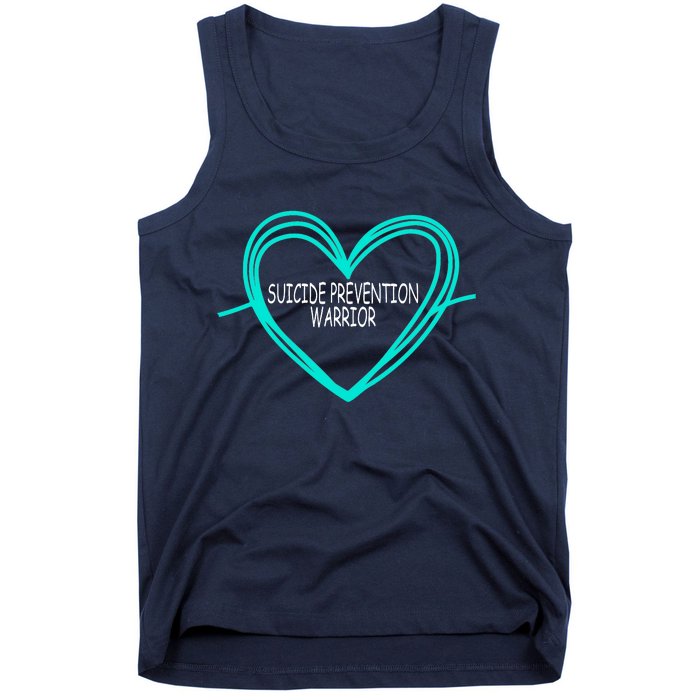 Suicide Prevention Warrior Teal Ribbon Heart Tank Top