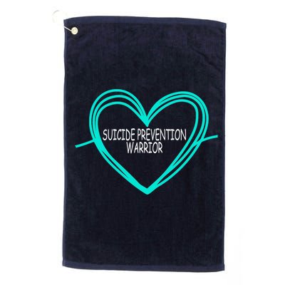 Suicide Prevention Warrior Teal Ribbon Heart Golf Towel