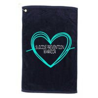 Suicide Prevention Warrior Teal Ribbon Heart Platinum Collection Golf Towel